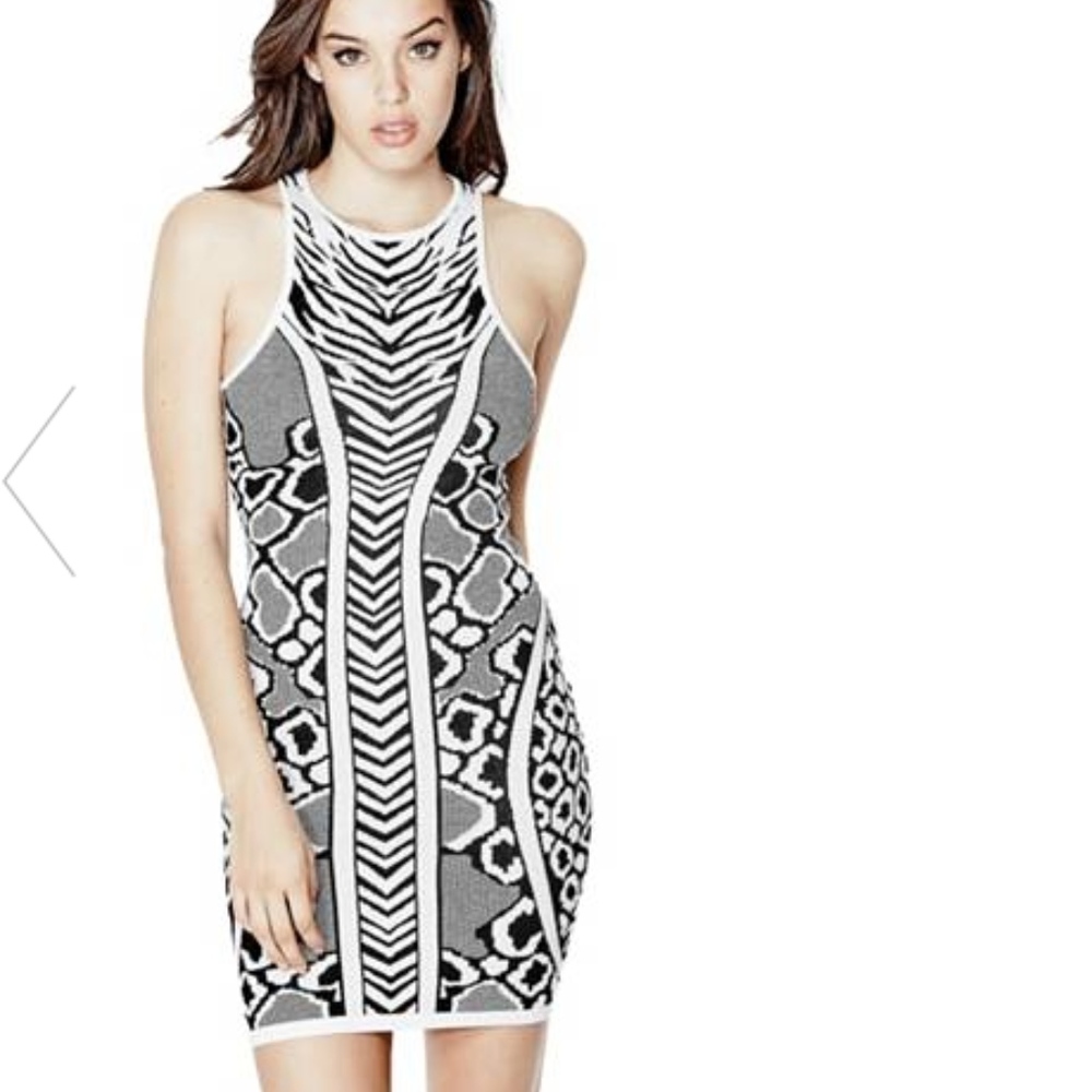 NWT GUESS sleeveless leopard pink jacquard dress